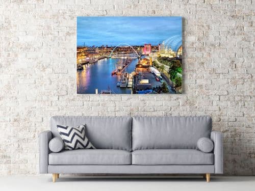 Newcastle upon Tyne 'Tyne at Night' Canvas Print