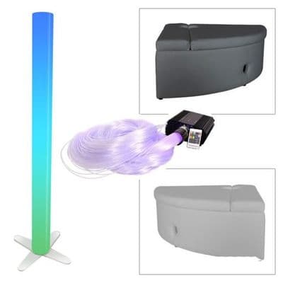 Waterless Tube 1.8mtr, White/Grey Padded Corner Surround Base Plinth, Fibre Optic Light 100 Tails