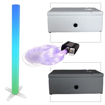 Waterless Tube 1.8mtr, White/Grey Padded Rectangular Surround, Fibre Optic Light 100 Tails