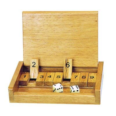 Wooden travel shut the box game