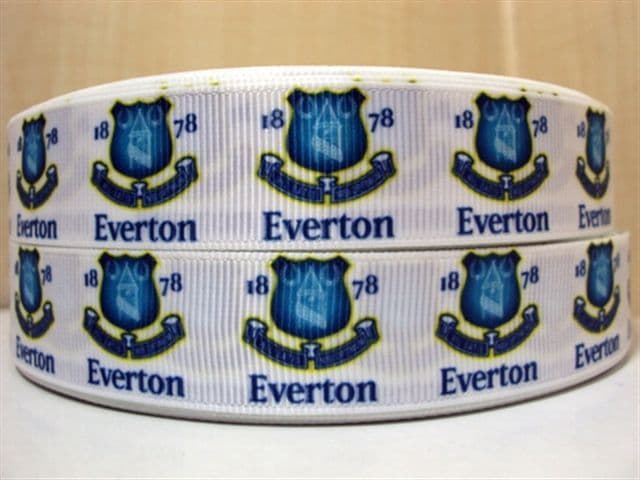 1 METRE OF 1878 EVERTON FOOTBALL CLUB RIBBON SIZE 7/8 HEADBANDS BOWS ...