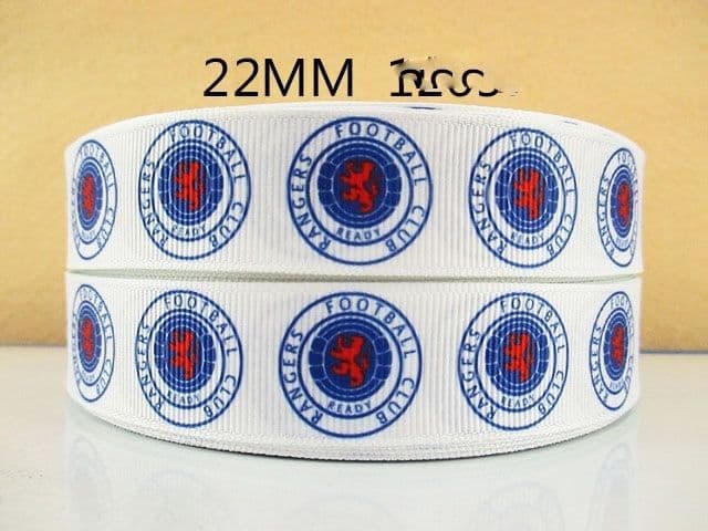 1 METRE OF GLASGOW RANGERS FOOTBALL CLUB RIBBON SIZE 7/8s HEADBANDS ...