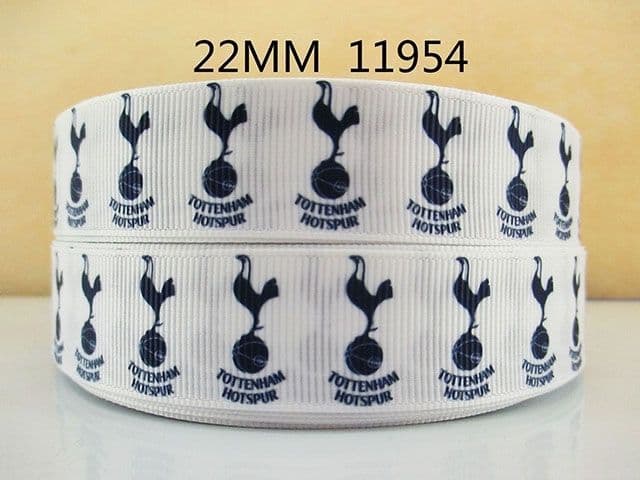 1 METRE TOTTENHAM SPURS RIBBON SIZE 7/8s HEADBANDS HAIR BOWS CARD MAKING