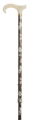 Classic Canes Fabric-Wrapped Derby Cane - Slate Grey Leaves