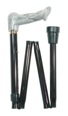 Classic Canes Folding Moulded Handle Cane - Black With Marbled Handle