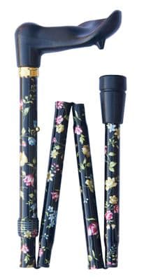 Classic Canes Folding Orthopaedic Cane - Black Floral