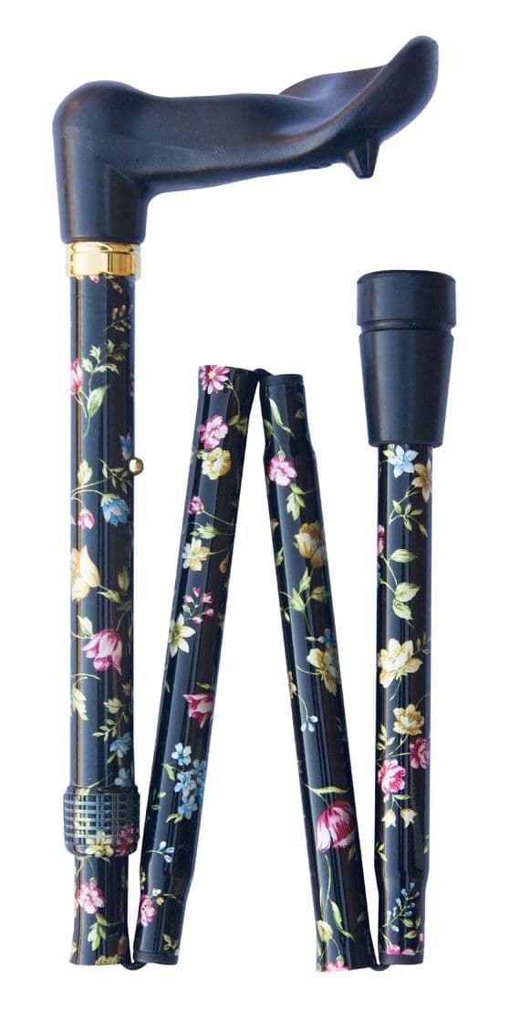 Classic Canes Folding Orthopaedic Cane - Black Floral