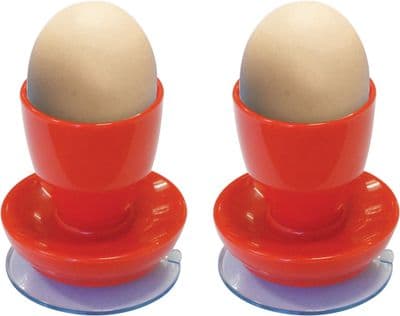 Egg Cups with Suction Base (Pair) - Red