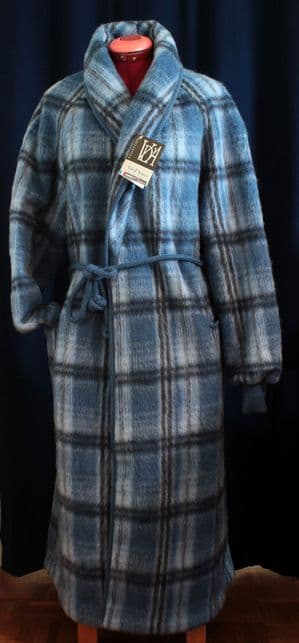 Orders Only 100% Wool Pyrenean Wrap Marjorie in Multi Blue Check