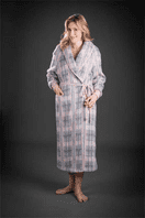 SALE  100% Wool Pyrenean Wrap Style Gown in Pink/Grey Check