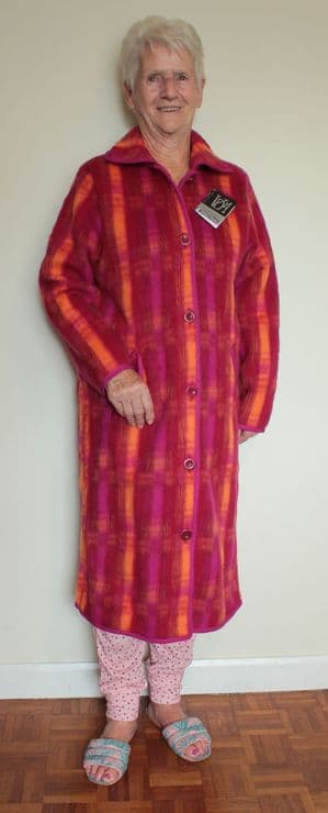 SALE Shorter Length Monique Pyrenean Wool Dressing Gown In Flame