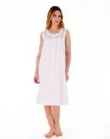 Slenderella 100% Cotton Sleeveless Nightdress White