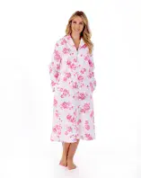 Slenderella Mock Quilt Zipped Housecoat With Cotton