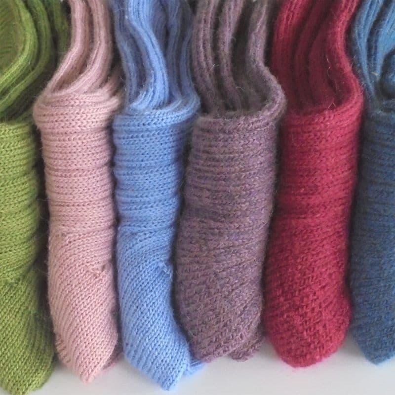 UK Alpaca Posh Lounge Socks Pink Wine Or Bluebell
