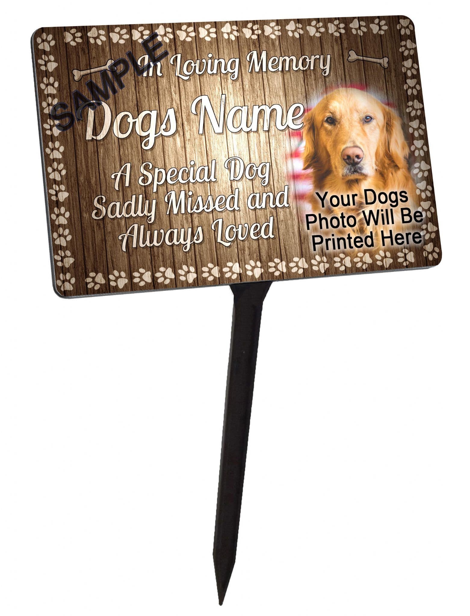 10 Your Photo Personalised Dog Memorial Plaque & Stake