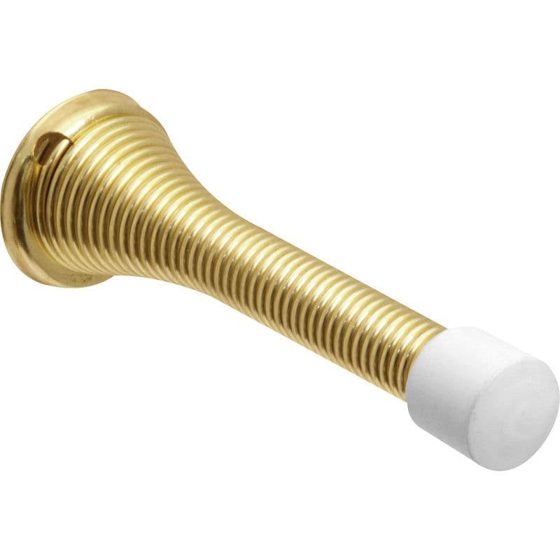 Wideskall 6-Pack Brass Spring Door Stoppers – Traditional Screw-In Wall Mount Bumpers – 3 Inch