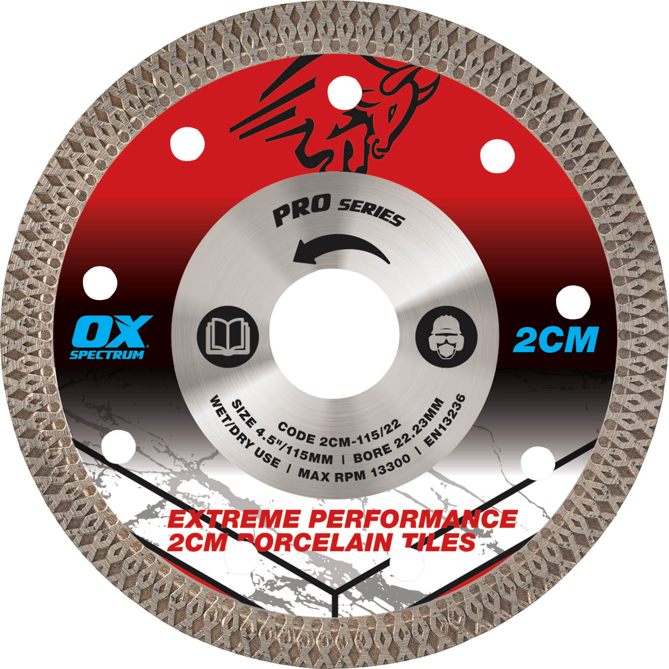 OX Pro 2CM Porcelain Cutting Blade - 115/22.23mm