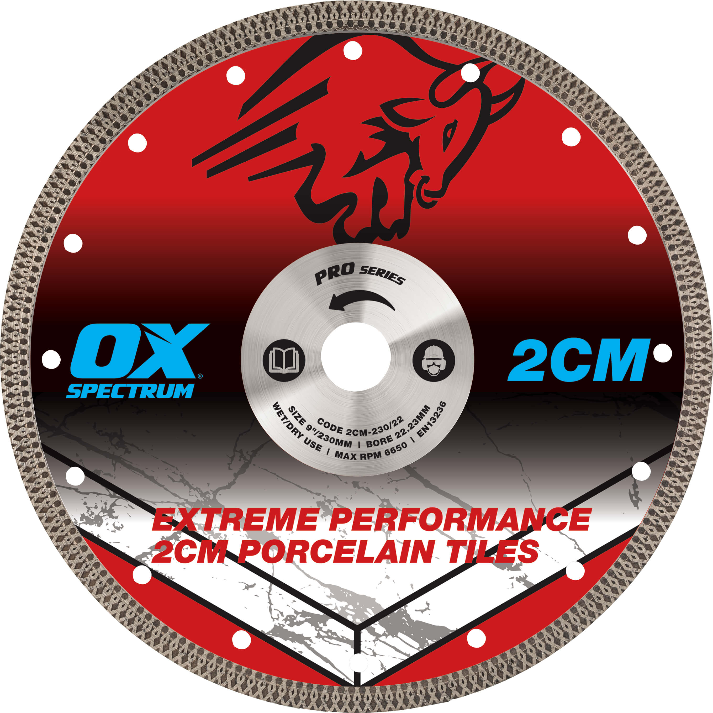 OX Pro 2CM Porcelain Cutting Blade - 230/22.23mm