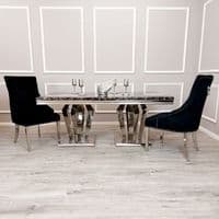 Athens Marble Dining Table + Bentley Dining Chairs