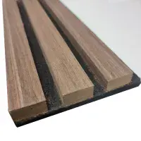 Dark Oak Real Wood Acoustic Slatted Wall Panels