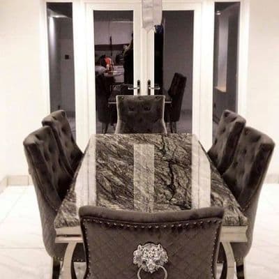 Deluxo Arriana Marble Dining Table + Bentley Dining Chairs