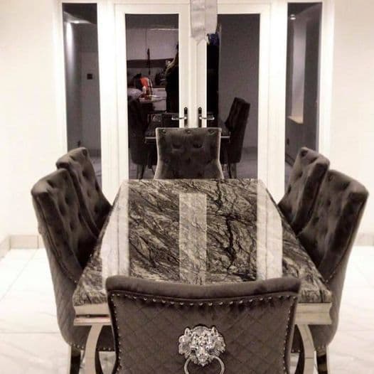 Deluxo Arriana Marble Dining Table + Bentley Dining Chairs