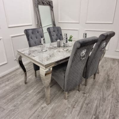 Louis Marble Dining Table + Emma Dining Chairs