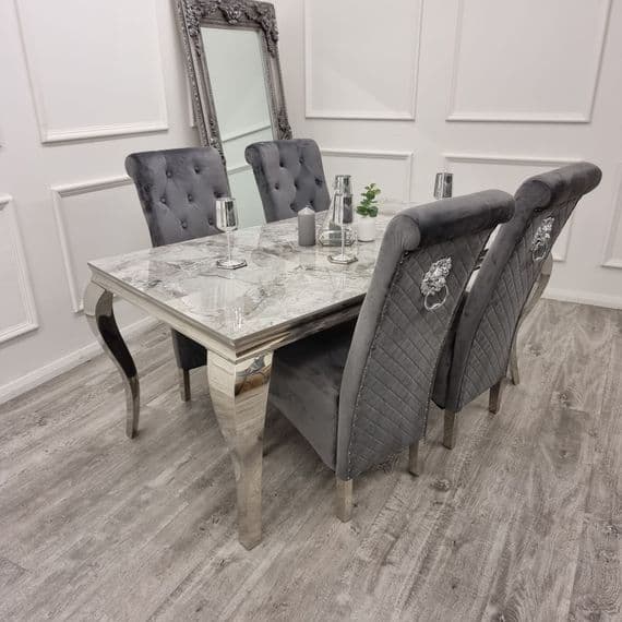 Louis Marble Dining Table + Emma Dining Chairs