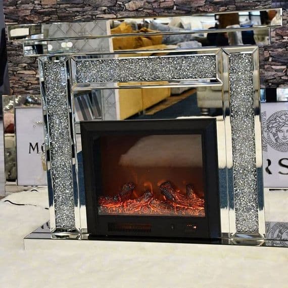 Luxury Crushed Diamond Fireplace With LED Heat Three Setting Supply