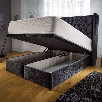 Queen Victoria Ottoman Storage Divan Bed Wing Back