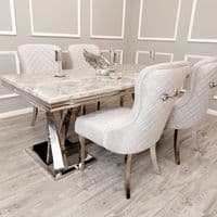 Xavia Marble Dining Table + Kate Dining Chairs