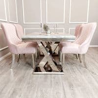 Xavia Marble Dining Table + Kate Dining Chairs