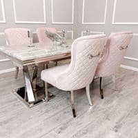 Xavia Marble Dining Table + Kate Dining Chairs