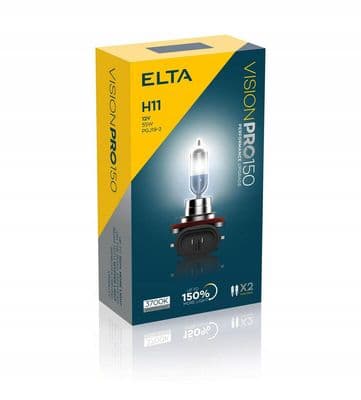 Elta H11 Xenon White Headlight Bulbs Pair 150% More Light