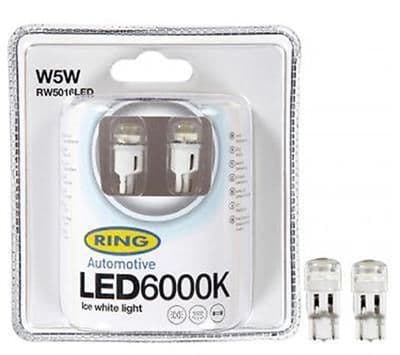 W5W 501 LED Car Sidelight Bulbs 6000K Ring RW5016LED