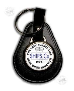 Leather Key Ring -Grey Funnel Line