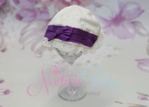Cream/Purple Flapper Hat
