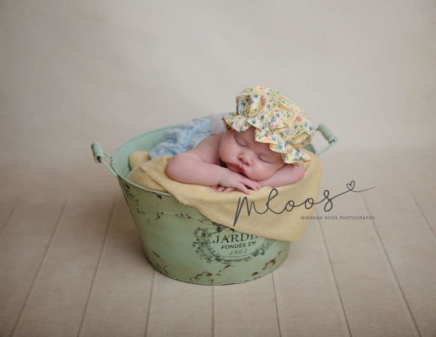Newborn Mop Cap ~ Cream Floral Only