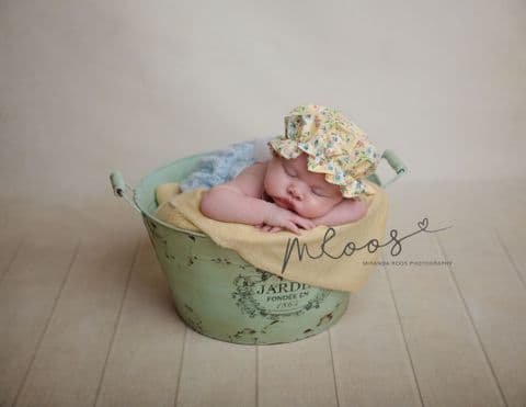 Newborn Mop Cap ~ Cream Floral Only