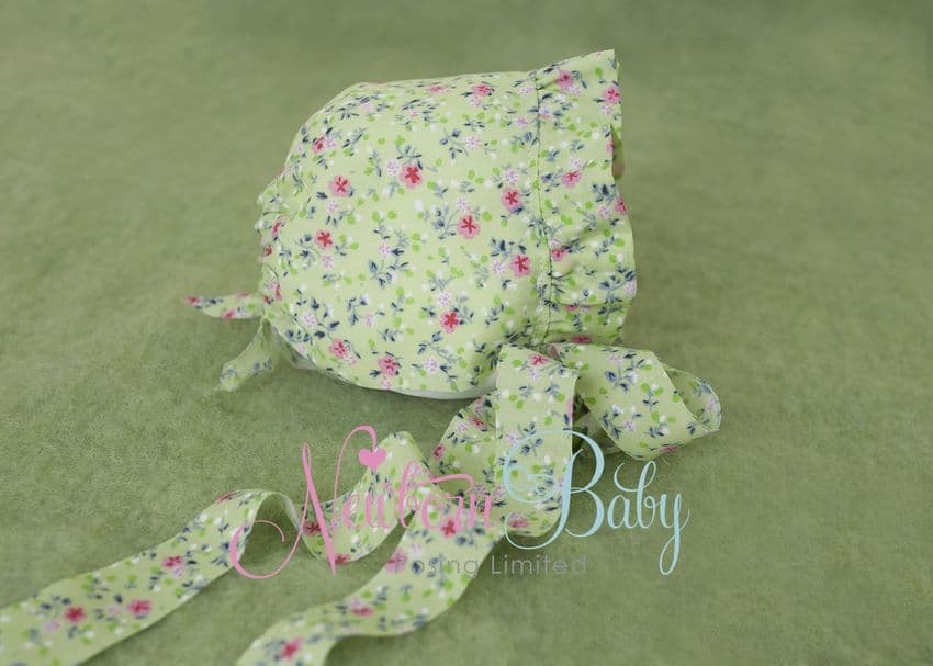 Plain Green  Floral Bonnet