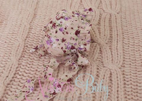 Plain Vintage Pink Floral Bonnet