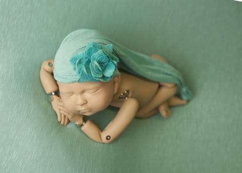 Winkie Hat with Floral Feature ~ aqua ONLY ONE AVAILABLE