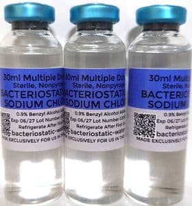 30ml Bacteriostatic Sodium Chloride 0.9%. Bacteriostatic Water UK.