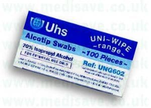 Uni-Wipe Pre-injection Swabs per Box of 100.