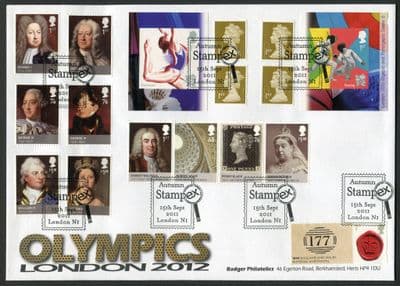 2012 Olympics, Hse of Hanover & Bishops Mark Mail, RBSTMSGS, Stampex
