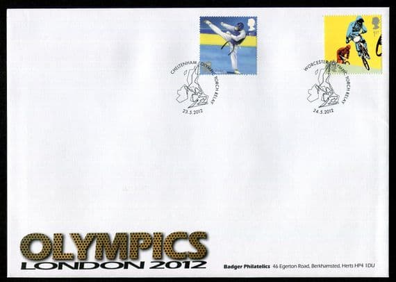 London 2012 Olympics Torch Relay - Cheltenham & Worcester postmarks