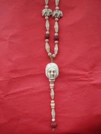 !920's Pressed Glass Bohemian Flapper Bead Necklace - Turbanned Head Detail(SOLD)
