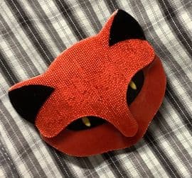 (SOLD) A Red Cat Face  Pin - Signed Lea Stein of Paris Brooch  - The Red Cat