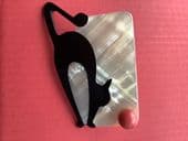 (SOLD) An  Art Deco Style Cat and Ball Brooch by Lea Stein of Paris
