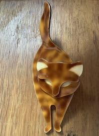 (Sold)Cat Pin by Lea Stein of Paris -Golden Brown Tortoiseshell Cat Pin